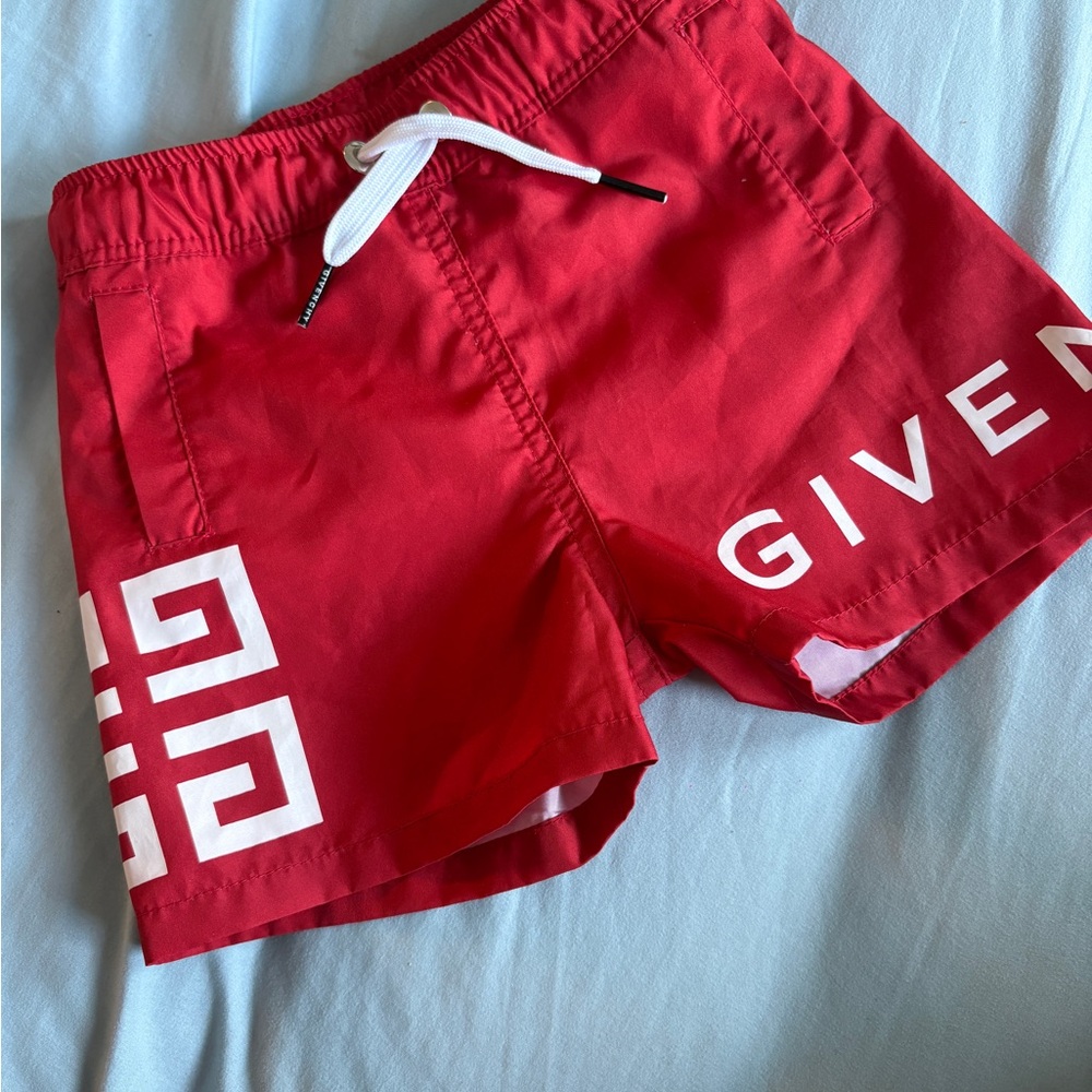 Givenchy Red Swim Trunks with White Details